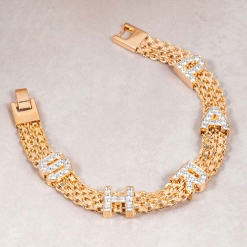 Bracelet PARIS White Gold Bracelet chaine souple Capitale de la France Doré et Blanc Laiton doré à l'or fin