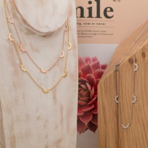 MIDSUN Rose Gold Silver short ethnic solar necklace...