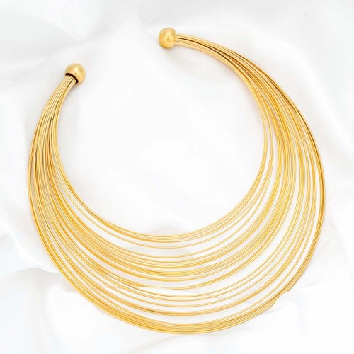 Collier JADORI Gold Plastron multirangs Contemporain Doré Laiton doré à l'or fin et Taille flexible réglable et ajustable