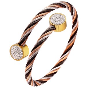 Bracelet TOGETHER STEEL All Gold Jonc réglable flexible...