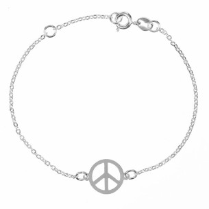 Bracelet PEACE Silver Bracelet chaine souple symbole paix...