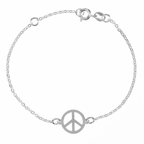 Bracelet PEACE Silver Bracelet chaine souple symbole paix Argenté Argenté à l'argent fin