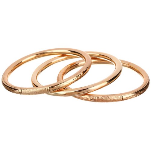 Bracelet SAMARI Gold Jeu de 3 joncs rigides Tubes Doré Laiton doré à l'or fin