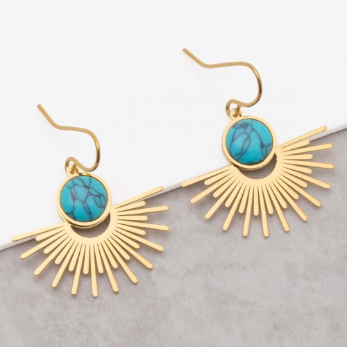 Bijoux boucle d'oreille Menthe À l'O EKIS Turquoise Gold pendantes acier inoxydable solaire doré Bijoux Sauvages