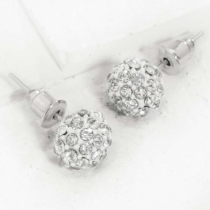 Boucles d'oreilles CLEONA CRYSTAL White Silver Puces...
