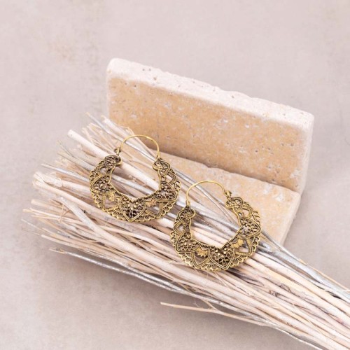 Boucles d'oreilles RAJANE Black Gold Créoles...