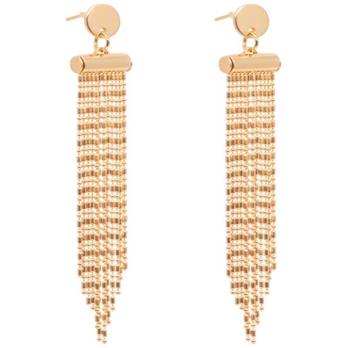 Boucles d'oreilles CELENA Gold Pendantes à pendentif Frange Doré Laiton doré à l'or fin