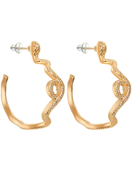 SNALI Gold Earrings Openwork Creoles Golden Snake Brass gilded with fine gold
