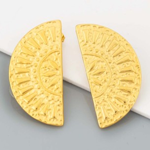 Boucles d'oreilles MELUNA STEEL Gold Puces pendantes Demi-lune ethnique Doré Acier inoxydable doré à l'or fin