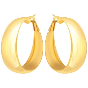 EOLUNE Gold earrings Flat domed hoop earrings Gilded with fine gold
