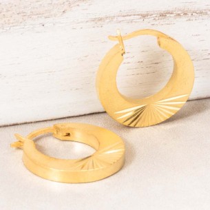 EKISA Gold earrings Disc hoops Solar symbols Brass gilded with fine gold