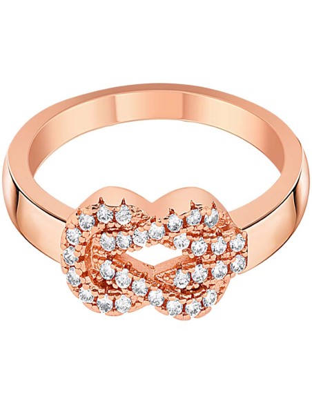 Bague NODELA White & Rose Gold Jonc rigide pavé Nœud marin Rosé et Blanc Laiton doré à l'or fin rosé Cristal
