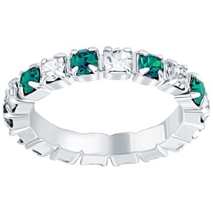 ELENA Ring Emerald Green Silver Pavé bangle set Engagement ring Silver and Green Rhodium Zirconia set 2