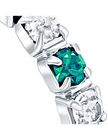 Bague ELENA Emerald Green Silver Jonc pavé serti Bague de fiançailles Argenté et Vert Rhodium Oxydes de zirconiums sertis