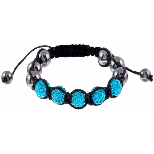Bracelet CONEXION Turquoise Black Bracelet de perles souple Boules pavées Noir et Turquoise Céramique Cristal et Hématite