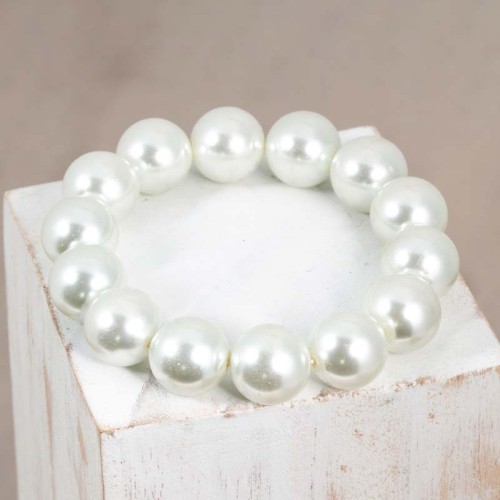 Bracelet DEONE White Bracelet de perles souple Classique intemporel Blanc et Blanc Perles