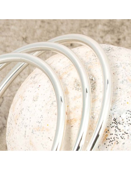 Bracelet LOVELINE Silver Jeu de 3 joncs rigides Tube Argenté Laiton argenté à l'argent fin