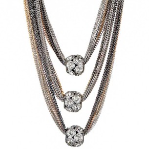 Collier KYLIE All Gold Ras de cou Multirangs à pendentif Classique chic Argenté Doré Noir Rhodium Cristal 2