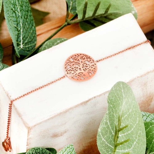 Bracelet LIFE Rose Gold bracelet fin Rosé arbre...