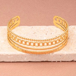 Bracelet GORMETAS Gold Manchette flexible rigide...