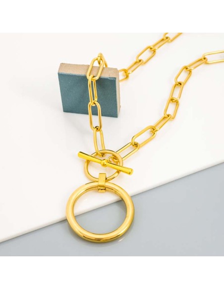 Collier THE CODE Gold Ras de cou pendentif chaine souple Contemporain Doré Acier inoxydable doré à l'or fin