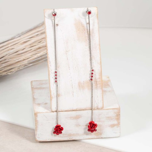 Boucles d'oreilles GIVEN FLOR Red Silver...