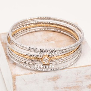 Bracelet LINES OF CRYSTAL White Gold & Silver Jeu de...