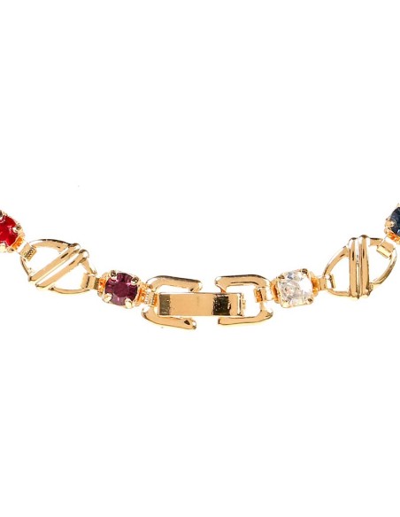 Bracelet COFEDO Color Gold Bracelet chaine souple Rivière de cristaux sertis intercalés Multicolore Laiton doré à l'or fin