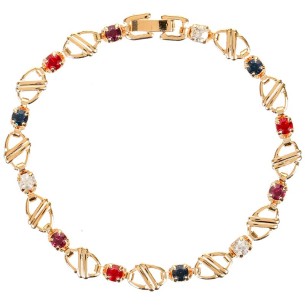 COFEDO Color Gold Bracelet River chain bracelet with interspersed crystals Multicolor Brass gilded with fine gold