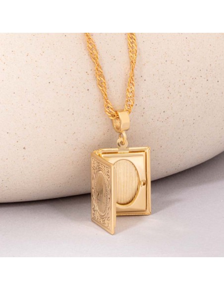 Collier INSIDE Gold Ras de cou pendentif Livre Doré Laiton doré à l'or fin