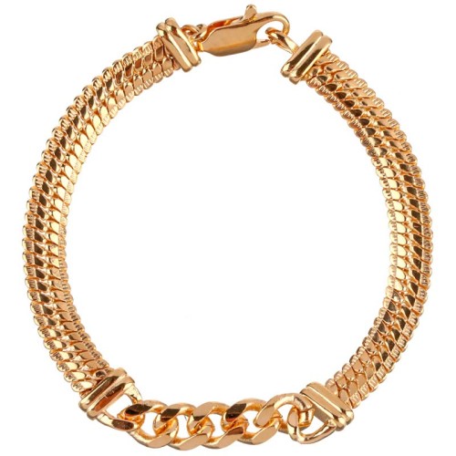 Bracelet FAHORA Gold Bracelet chaine souple Maille gourmette intercalée Doré et Doré Laiton doré à l'or fin Cristaux sertis
