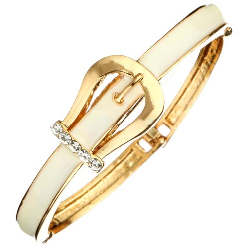 Bracelet WITH YOU White Gold Jonc rigide Ceinture Doré et Blanc Laiton doré à l'or fin Cristal