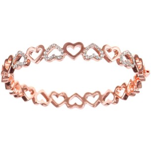 BOTH HEARTS White & Rose Gold Bracelet Rigid bangle paved with Rose and White Hearts Brass gilded with fine rose gold Crystal 2