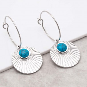 MOARA Turquoise Silver dangling hoop earrings steel...