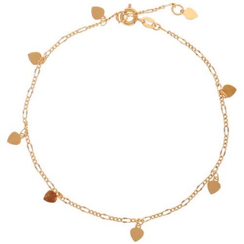 Bracelet MORINE Gold Bracelet chaine de cheville souple à pendentif Pampilles cœurs Doré et Doré Laiton doré à l'or fin