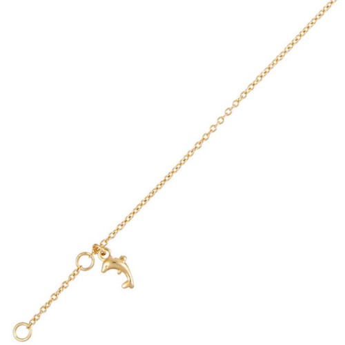 Bracelet DOLFUS Gold Bracelet chaine de cheville souple à pendentif Pendentif dauphin Doré Laiton doré à l'or fin