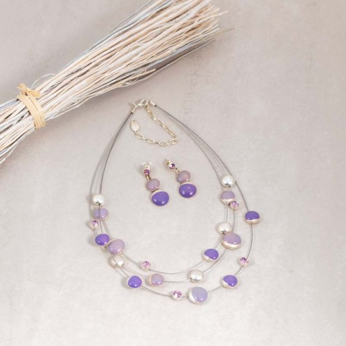 Parure CANDIES Mauve Silver Ras de cou...