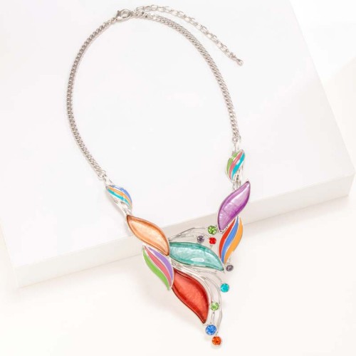 Parure JUNGOLA Color Silver Plastron pavé et...