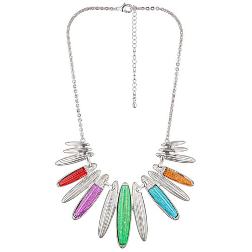 Collier ETIOPOS Color Silver Plastron pavé...