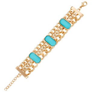 Bracelet ANGELINA Turquoise Gold Bracelet chaine souple...