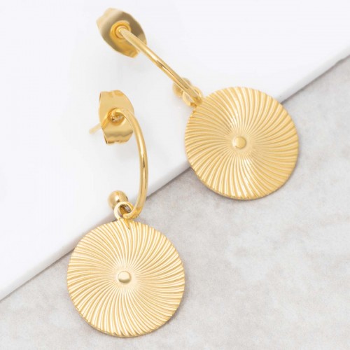 Bijoux boucle d'oreille Menthe À l'O SOAGE Gold créoles pendantes acier inoxydable doré symbole solaire Bijoux Sauvages