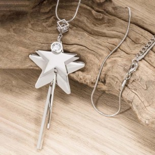 Collier STELONA White Silver Sautoir pendentif en Y...
