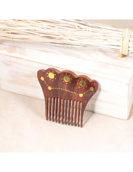 Accessoires de Cheveux MERICAS Brown Gold Barrette cheveux Ethnique Doré et Marron Bois Dorure peinte à la main