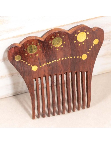 Accessoires de Cheveux MERICAS Brown Gold Barrette cheveux Ethnique Doré et Marron Bois Dorure peinte à la main