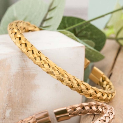 Bracelet KELVY Jonc réglable flexible Tressé...
