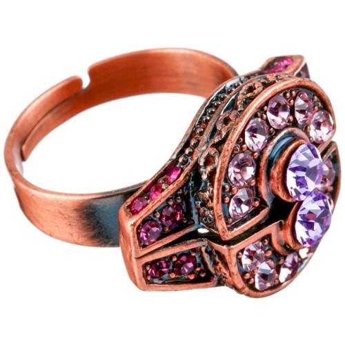 Bague CASTOLA Mauve & Rose Gold Chevalière...