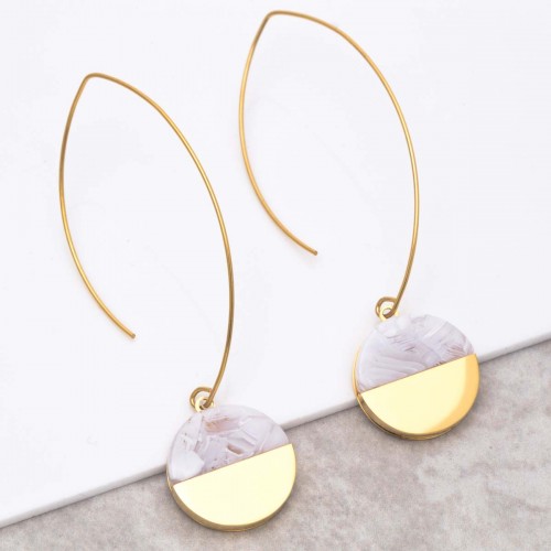 URUKA White Gold pendant hoop earrings golden steel