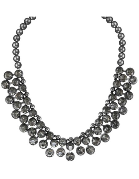 Collier GLORIOUS CRYSTAL GUN Grey Silver Ras de cou princesse Classique chic Argenté et Gris Rhodium Cristal