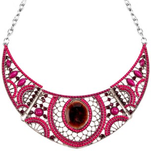Collier FOPLARO Fuchsia Silver Plastron pavé ajouré...